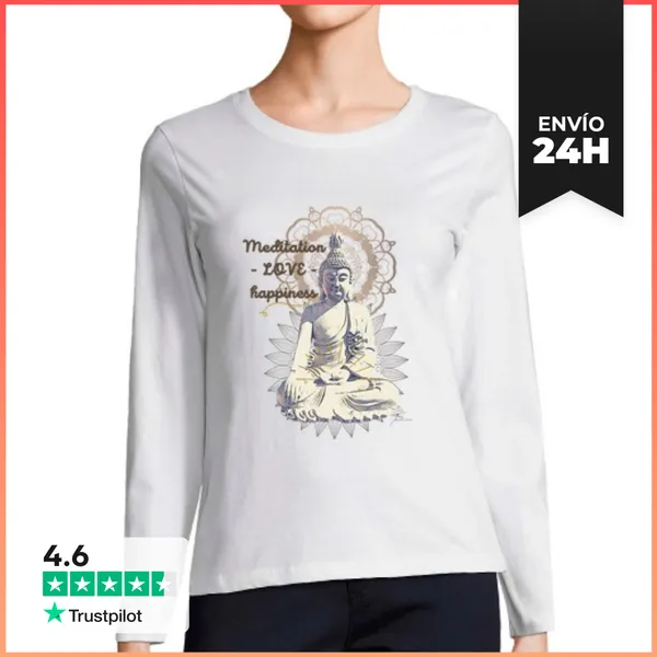 Camiseta Mujer Manga Larga Camiseta Mujer Buda Words LaTostadora