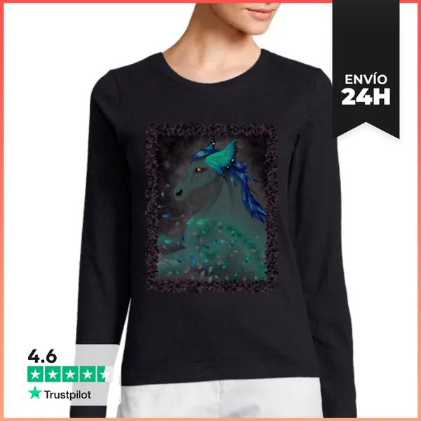Camiseta Mujer Manga Larga Caballo Mariposa LaTostadora