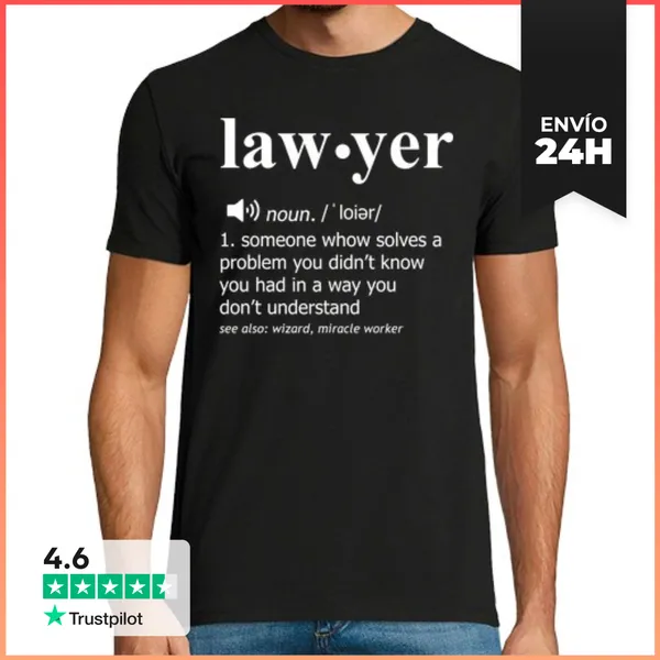 Camiseta Hombre Clásica Abogado Humorístico Dibujo Boceto