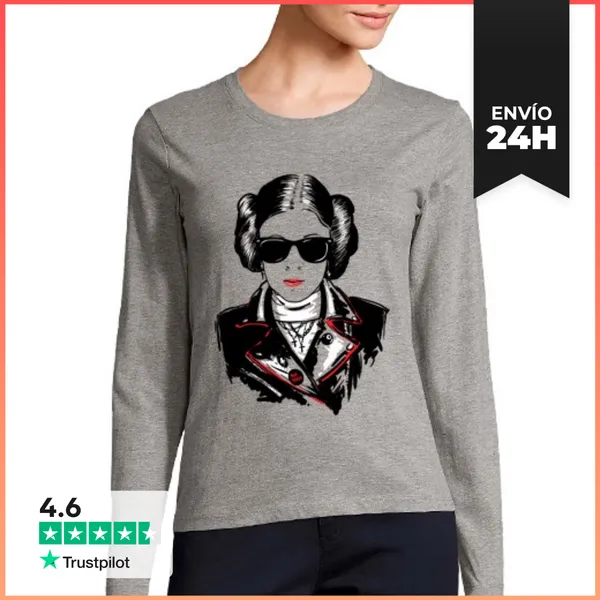Camiseta Mujer Manga Larga Princesa Leia Heavy LaTostadora