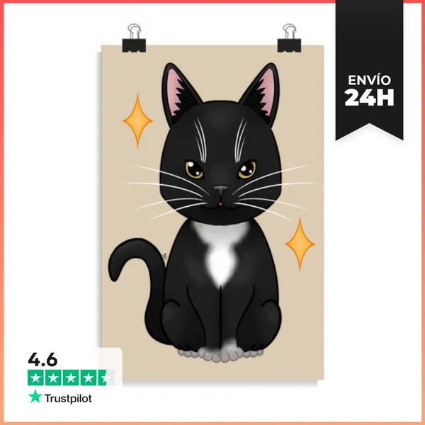 Póster Vertical Gato Doméstico Esmoquin LaTostadora