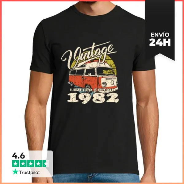 Camiseta Hombre Clásica Furgoneta Vintage 1982 LaTostadora