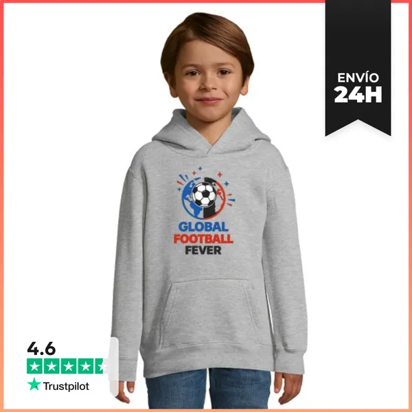Sudadera Para Niños Con Capucha Fiebre Global Del Fútbol
