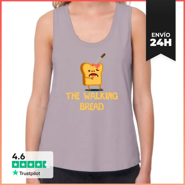 Camiseta Mujer Sin Mangas, Loose Fit Pan Caminante LaTostadora
