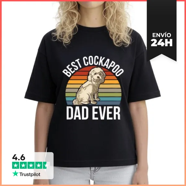 Camiseta Mujer Boxy Mejor Papá De Cockapoo De Todos Los Tiempos