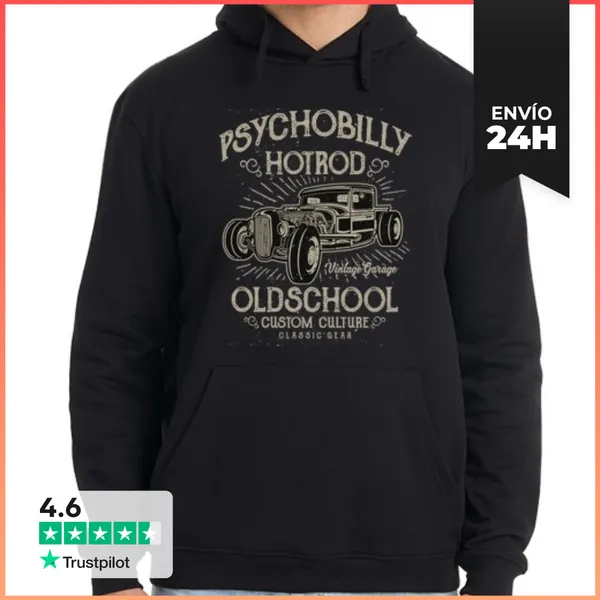 Sudadera Unisex Con Capucha Psychobilly Hot Rod LaTostadora