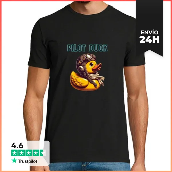 Camiseta Hombre Clásica PILOT DUCK, RUBBER DUCK, PATITO PILOTO,