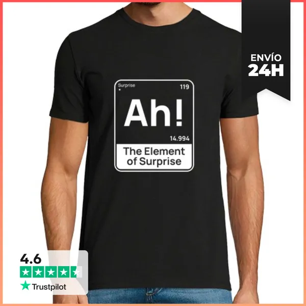 Camiseta Hombre Clásica Ah El Elemento De La Sorpresa Diseño