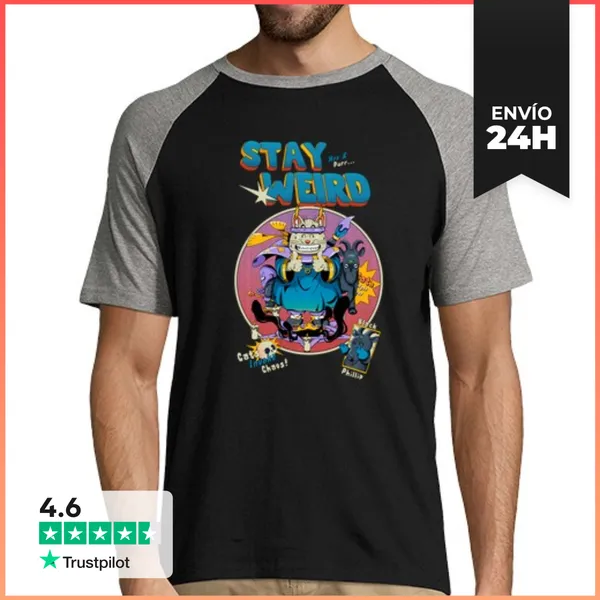 Camiseta Hombre, Estilo Béisbol Mantente Extraño LaTostadora