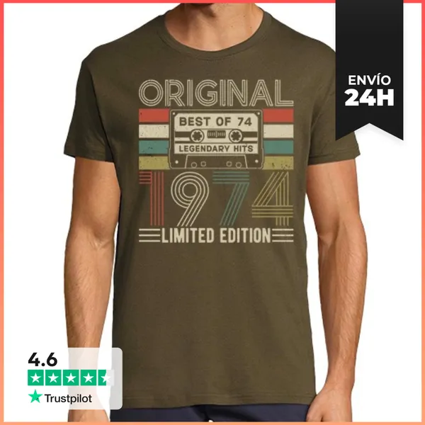 Camiseta Hombre Clásica Cumpleaños 1974 Vintage LaTostadora