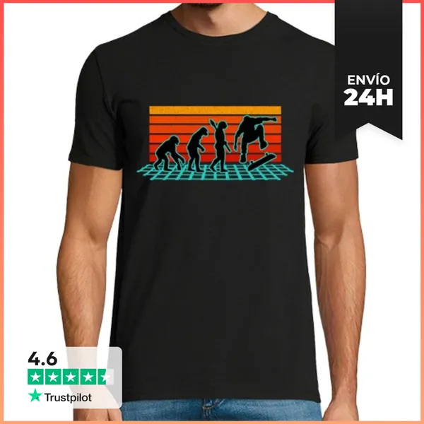 Camiseta Hombre Clásica Evolución Del Skateboard Regalo Deporte