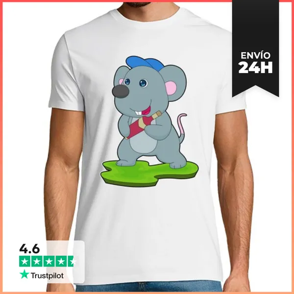 Camiseta Hombre Clásica Botella De Ratón De Vino Tinto