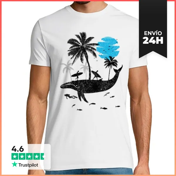Camiseta Hombre Clásica Ballena Isla LaTostadora