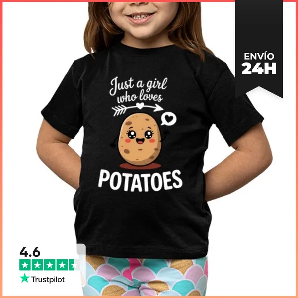 Camiseta Clásica Para Niños Chica Amante De Las Papas Ama Las
