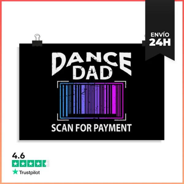 Póster Horizontal Papá Divertido Baila Escanear Para Pago