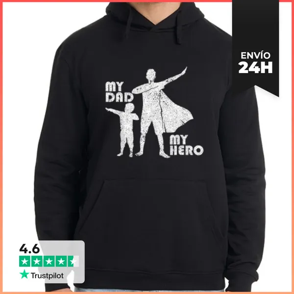 Sudadera Unisex Con Capucha Mi Papá Mi Héroe Día Del Padre Para