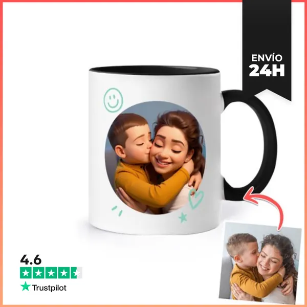 Taza De Colores Efecto Animación 3D Taza Mamá Hijo Carga