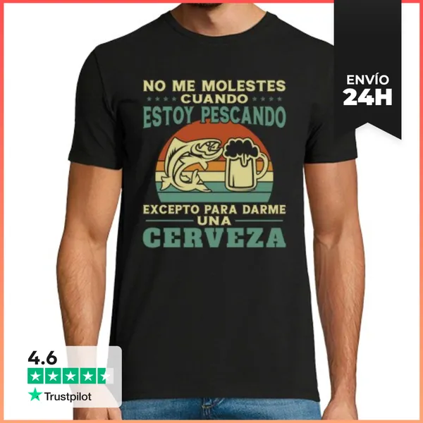 Camiseta Hombre Clásica Pescador Pescar No Me Molestes Cuando