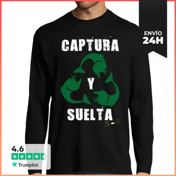 Camiseta Hombre Manga Larga Captura Y Suelta LaTostadora