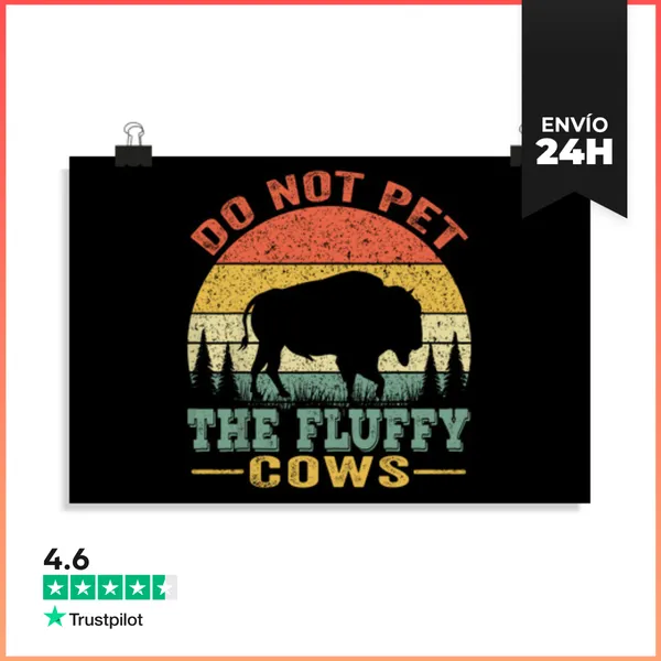 Póster Horizontal No Acaricies A Las Vacas Esponjosas Bisonte