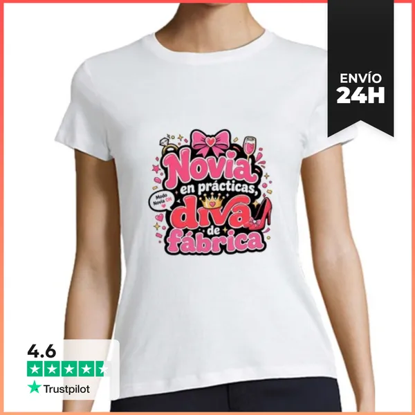 Camiseta Mujer Clásica Novia En Prácticas, Diva De Fábrica