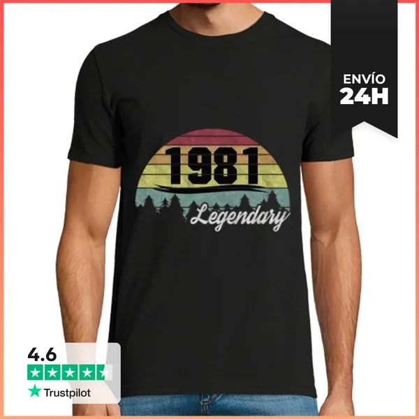 Camiseta Hombre Clásica Nacido En 1981 Y Legendario LaTostadora