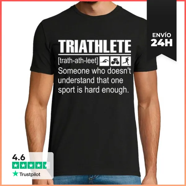 Camiseta Hombre Clásica Triatlon Corriendo Triatletas LaTostadora