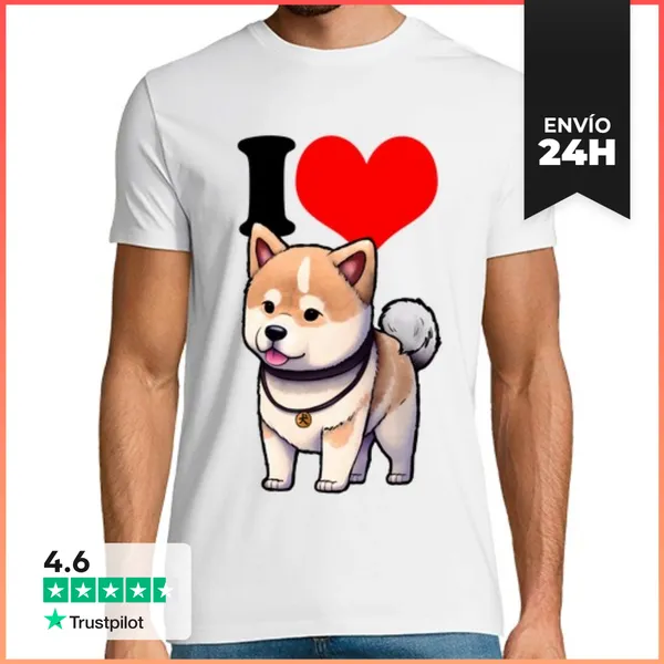 Camiseta Hombre Clásica I Love Akita LaTostadora