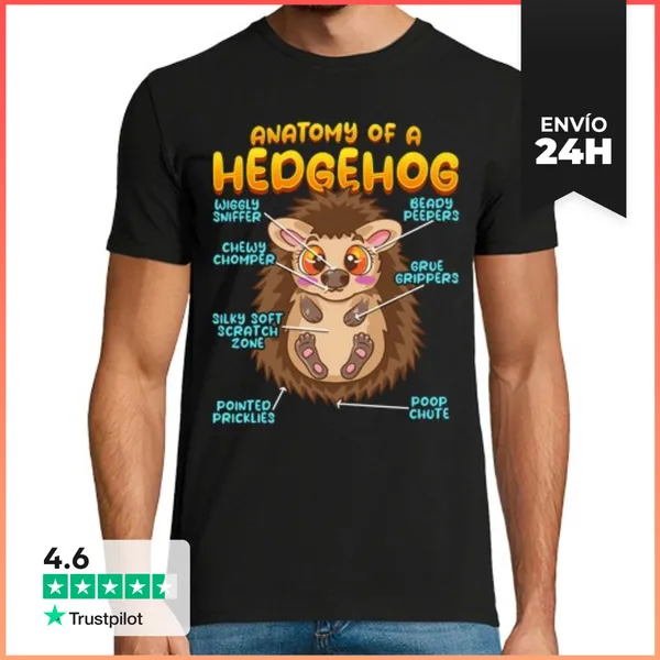 Camiseta Hombre Clásica Anatomía De Un Erizo Para Amantes De Los