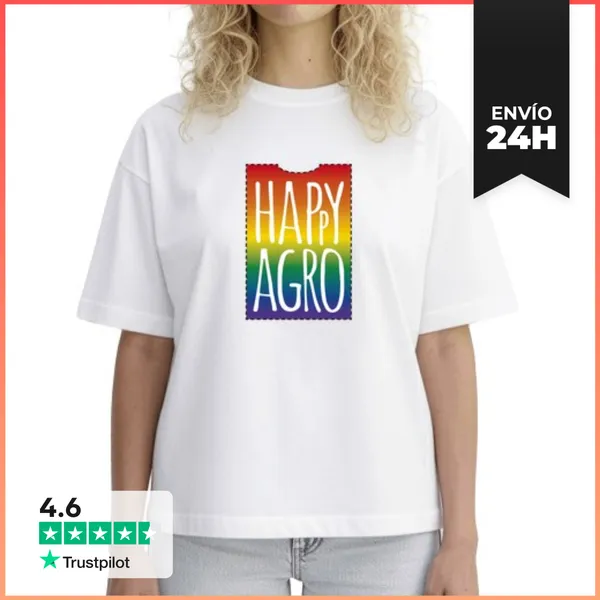 Camiseta Mujer Boxy Happyagro Arcoiris LaTostadora