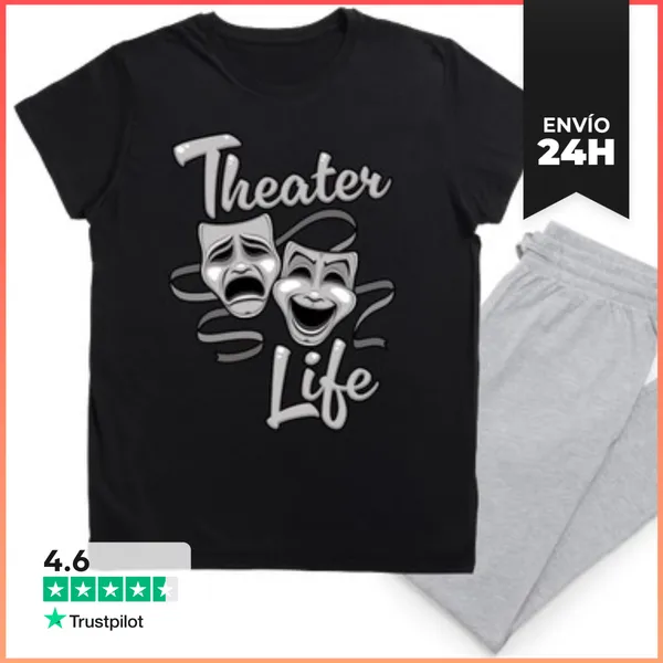 Pijama Vida Teatral Máscaras De Comedia Y Trag LaTostadora
