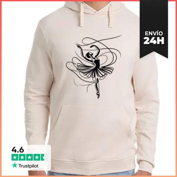 Sudadera Unisex Con Capucha Bailarina Dibujo De Una Línea