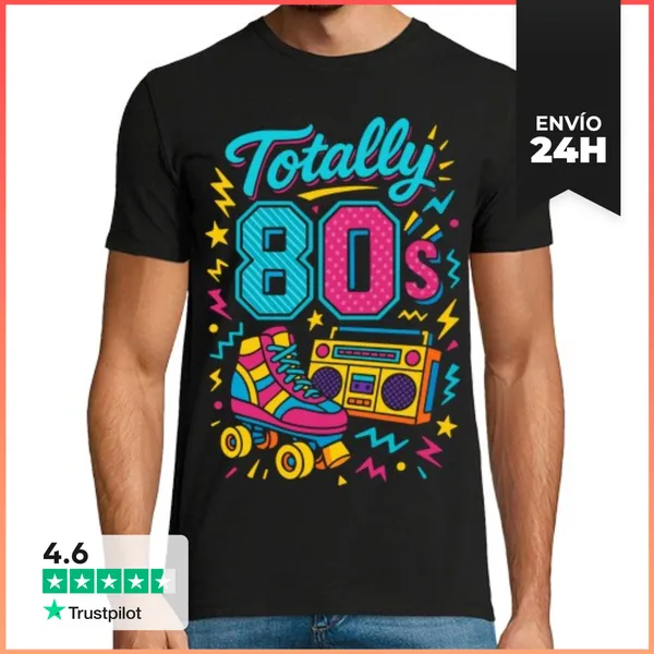 Camiseta Hombre Clásica Totally 80s Total Años 80 Retro Vintage