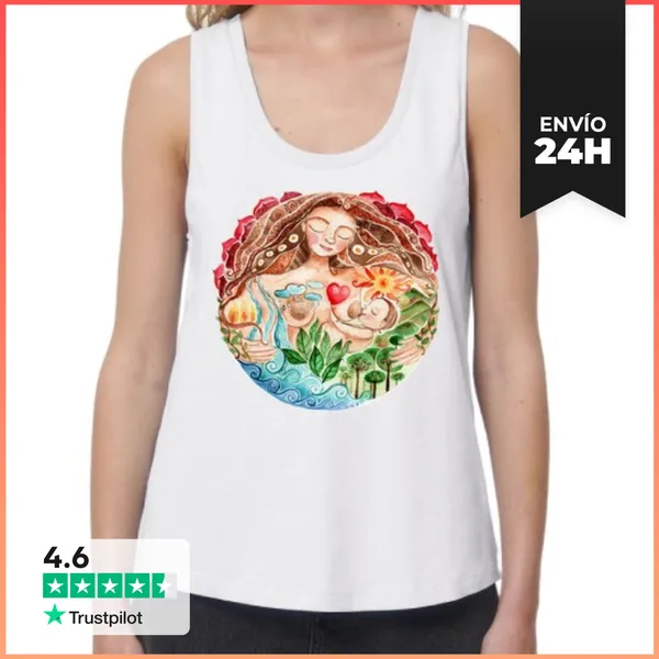 Camiseta Mujer Sin Mangas, Loose Fit Pachamama Mujer Tirantes