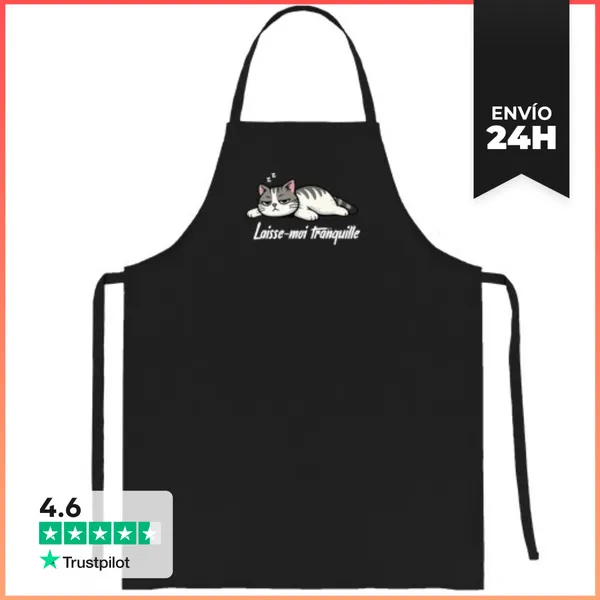 Delantal Camiseta Gato Déjame En Paz Divertido LaTostadora