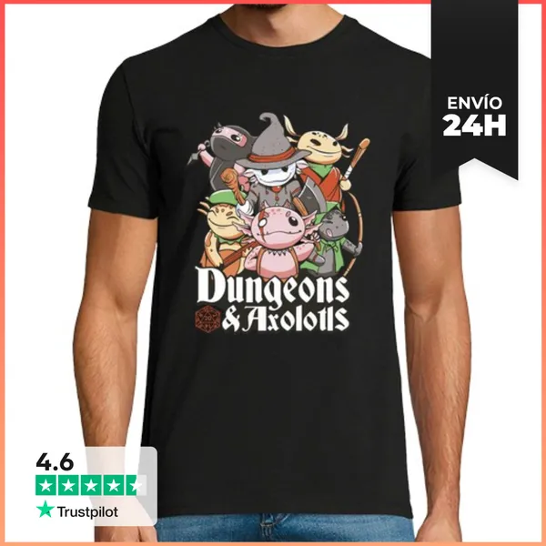Camiseta Hombre Clásica Mazmorras Y Ajolotes Gracioso Fantasía