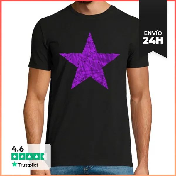 Camiseta Hombre Clásica Estrella Morada Cristales LaTostadora