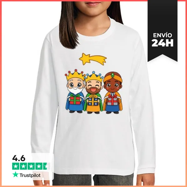 Camiseta Manga Larga Para Niños REYES MAGOS LaTostadora