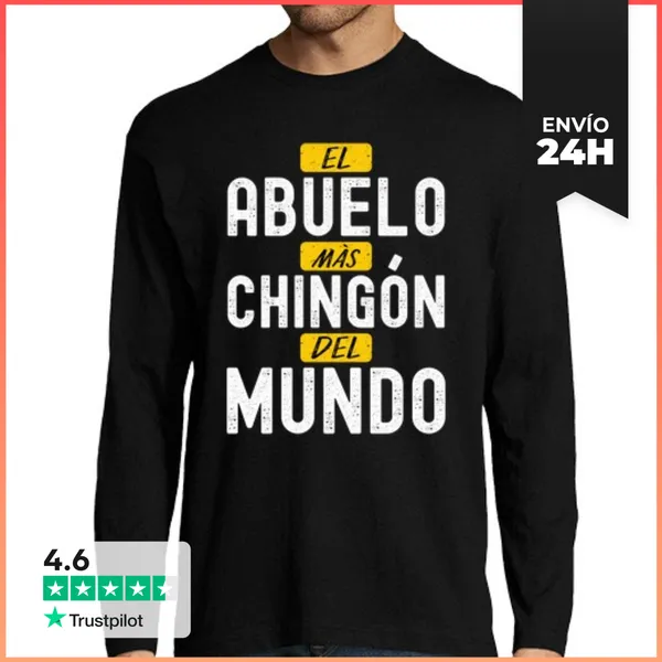 Camiseta Hombre Manga Larga El Abuelo Mas Chingón Del Mundo