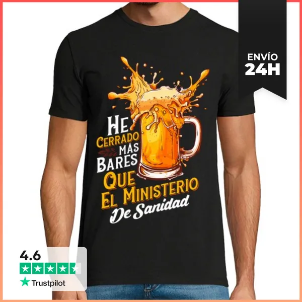 Camiseta Hombre Clásica He Cerrado Más Bares Cerveza Beer