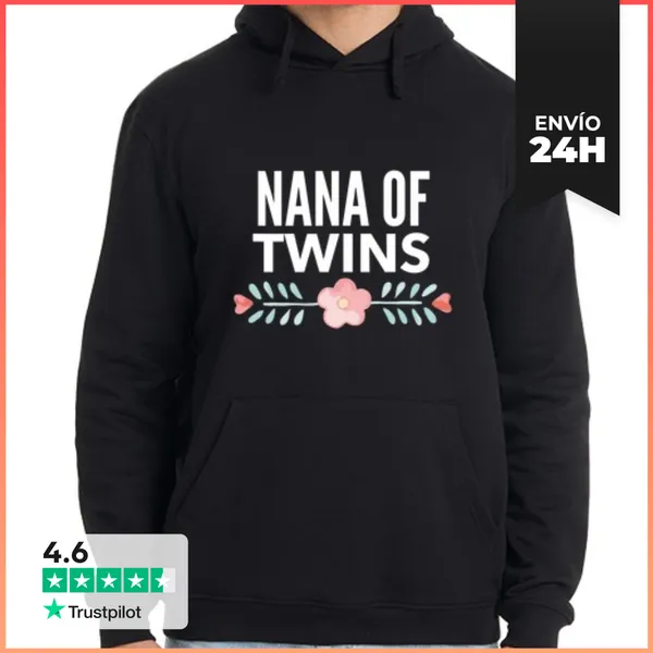 Sudadera Unisex Con Capucha Abuela De Gemelos Con Flor