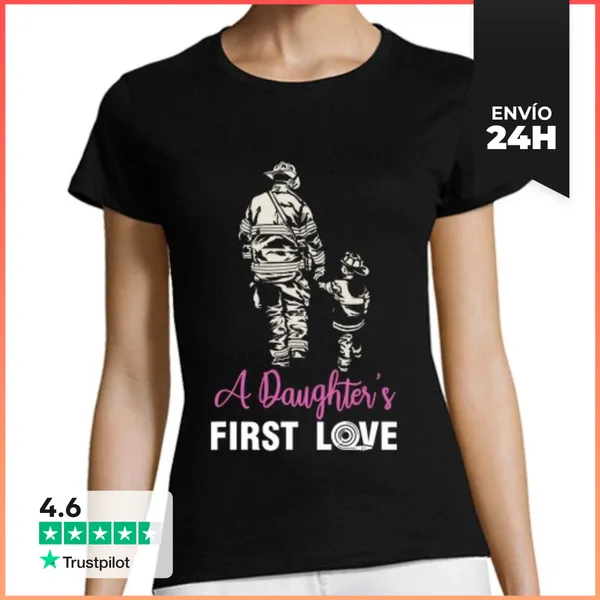 Camiseta Mujer Clásica Padre Bombero Hija Bombera LaTostadora