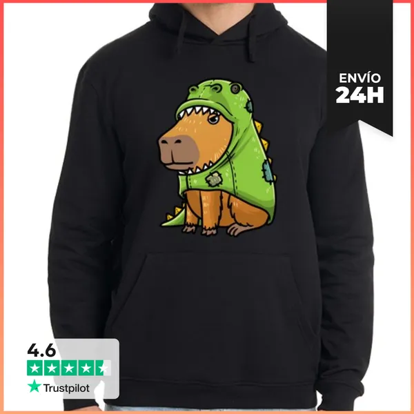 Sudadera Unisex Con Capucha Carpincho Disfrazado De Dinosaurio