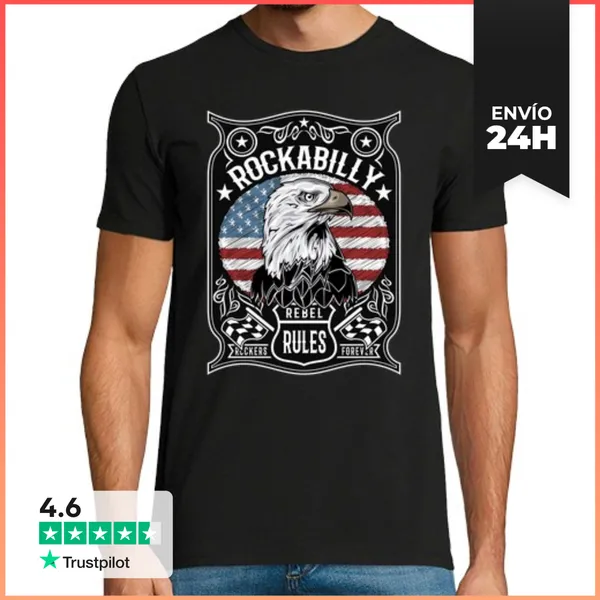 Camiseta Hombre Clásica Camiseta Rockabilly Vintage Rock Rockers