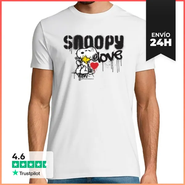Camiseta Hombre Clásica Snoopy Love Graffiti LaTostadora