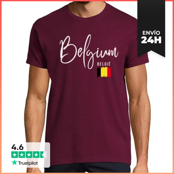 Camiseta Hombre Clásica Orgullo Belga, Diseño Minimalista