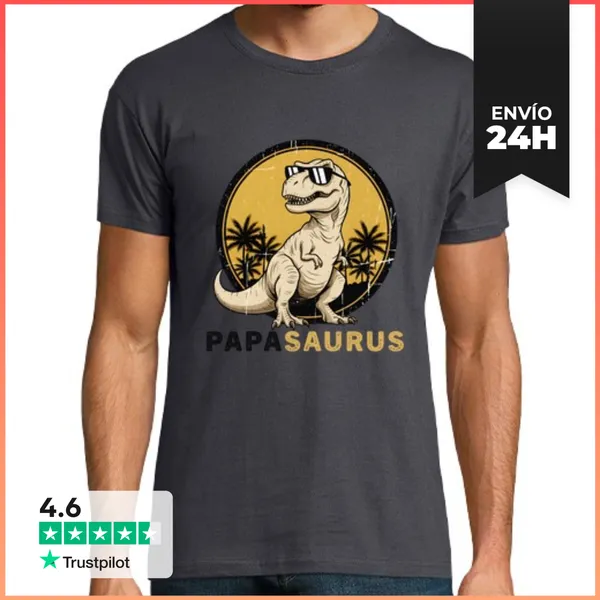 Camiseta Hombre Clásica Papasaurus T-Rex LaTostadora