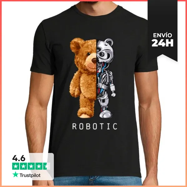 Camiseta Hombre Clásica Robotic Oso Peluche Robot Osito