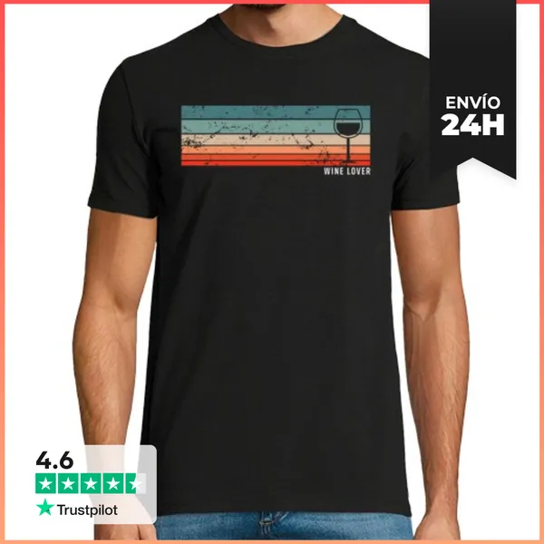 Camiseta Hombre Clásica Amante Del Vino Bebedor De Vino Copa De