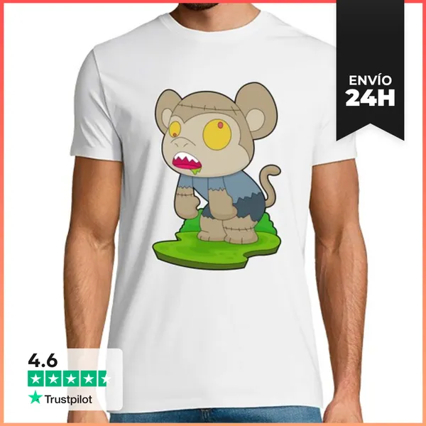 Camiseta Hombre Clásica Mono Zombi De Halloween LaTostadora